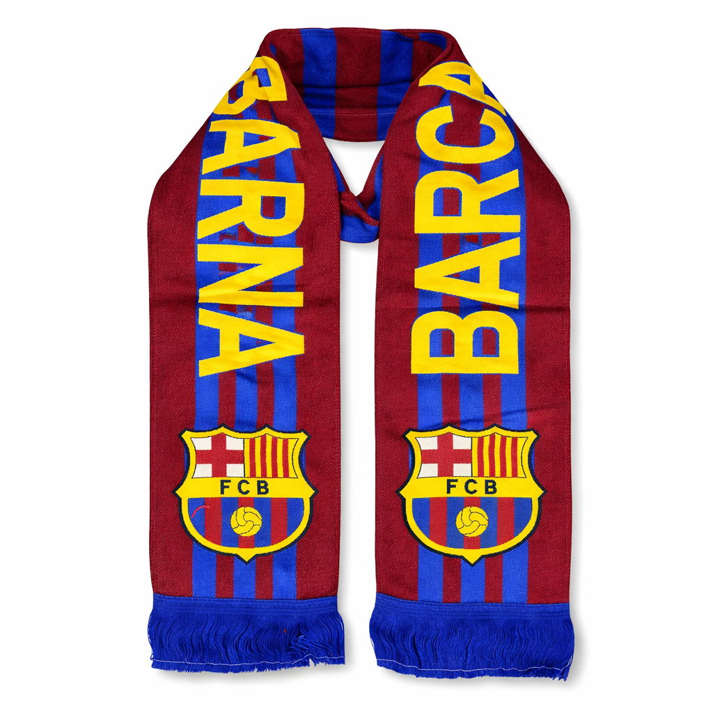 Barcelona pleteni šal, crveno-plavi