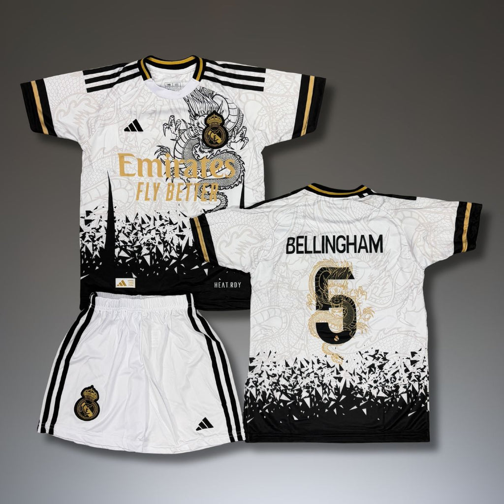 Dječji nogometni komplet Real Madrid, bijela, Bellingham. Zmajevo izdanje