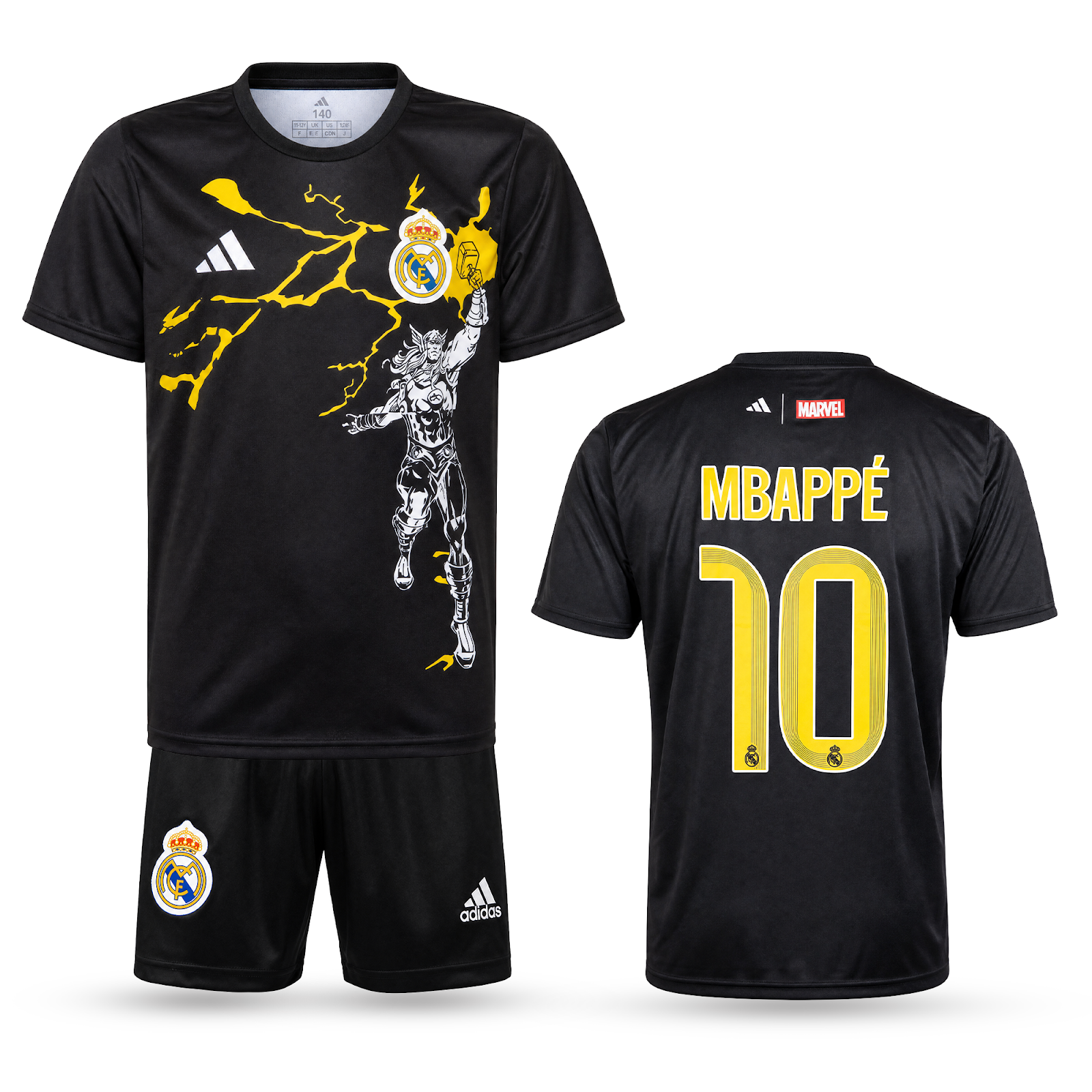 Real Madrid Dječji Nogometni Komplet, Mbappé. Thor Edition, Crn