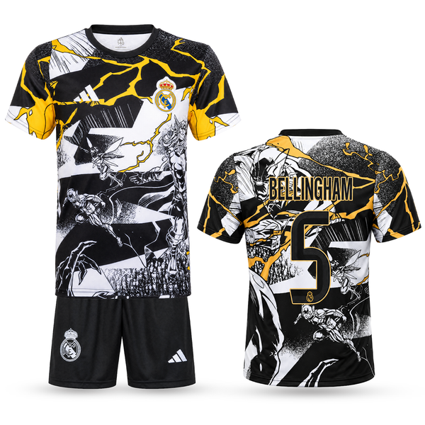 Real Madrid Kids Football Kit, Bellingham.Thor Edition, Black-White
