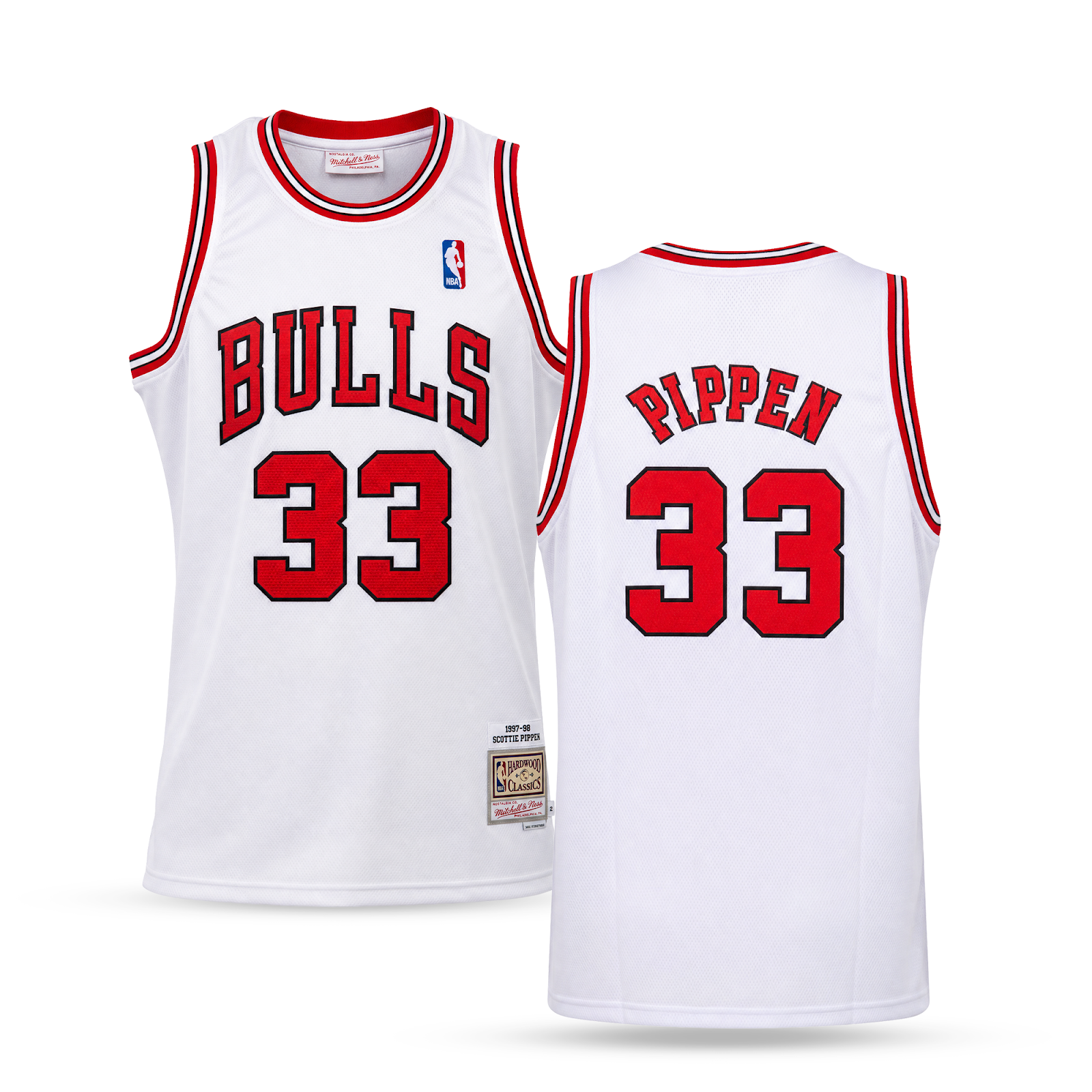 Chicago Bulls Muški Retro Košarkaški Dres, Pippen. Retro Hardwood Classics, Bijeli