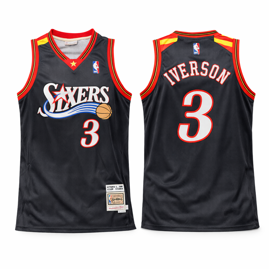 Philadelphia 76ers Muški Retro Košarkaški Dres, Iverson. Hardwood Classics, Crni