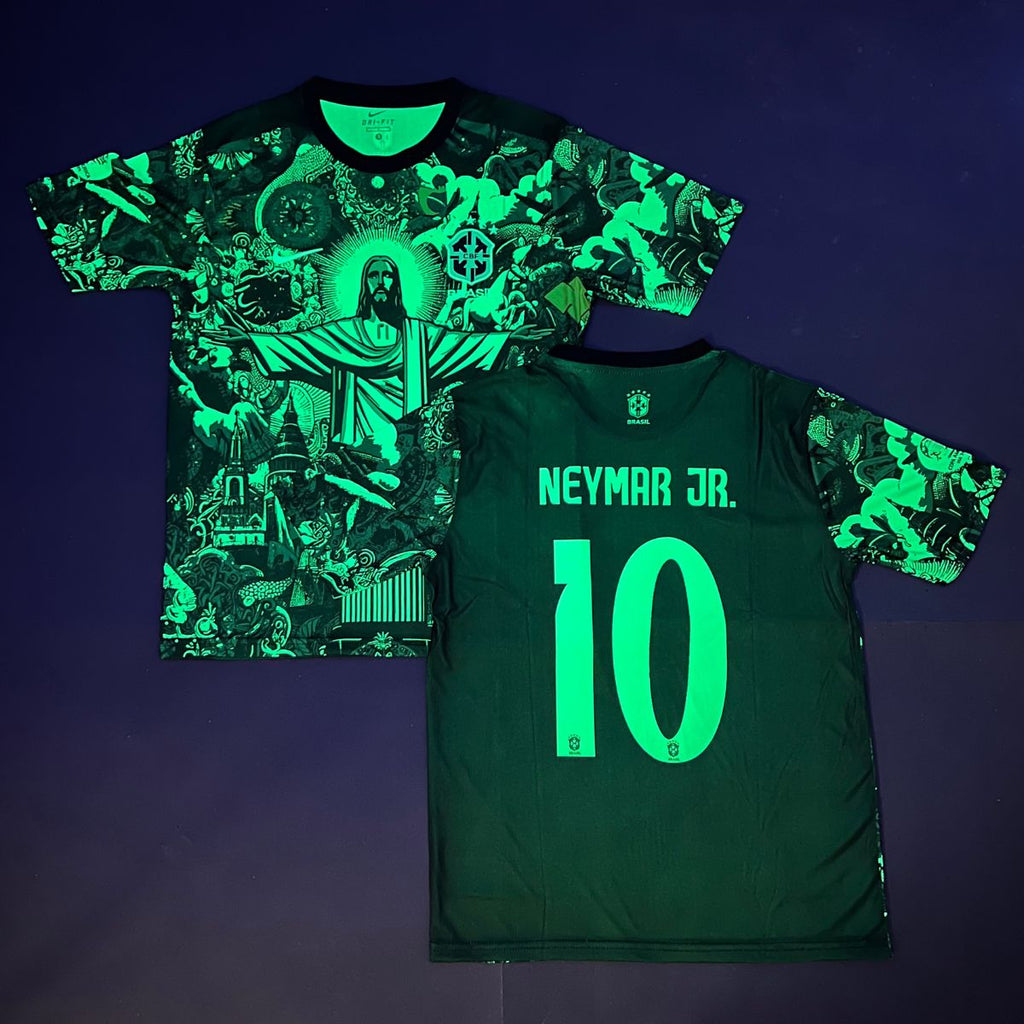 Muški fluorescentni dres Brazil, Neymar. Neonsko zeleno izdanje iz 2025